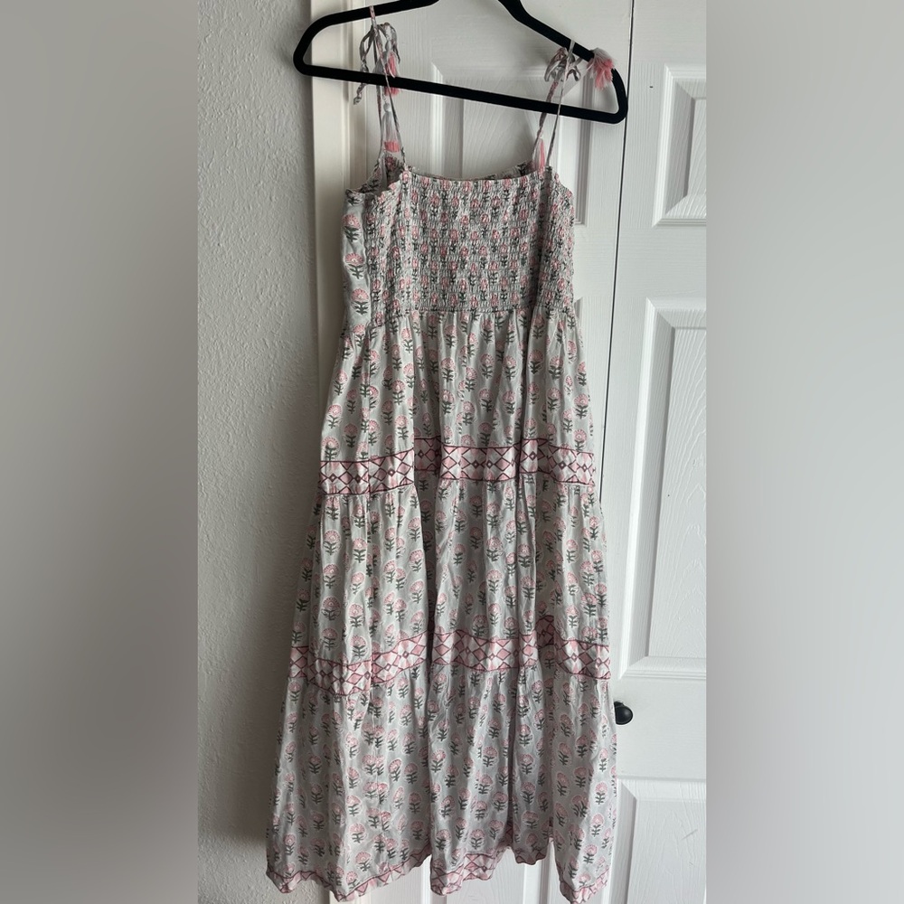 Marea by Liz Joy Veranda Floral Tier Tassel Tie Block Print Midi Maxi Dress - Picture 12 of 14